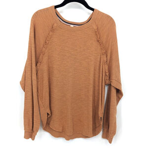 Pilcro Pullover Sweater Womens Small Tan Long Sleeve‎ Ruffle Casual Boho Top